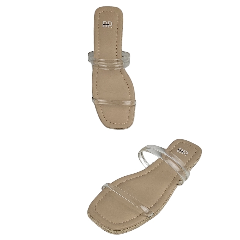 BP Viola Braided Slip On Clear Flat Slide Sandals